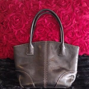Fossil Black Leather Tote Bag